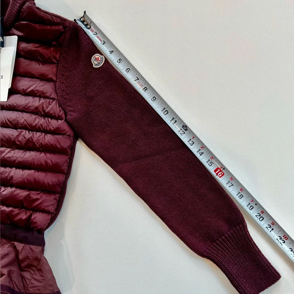Moncler Burgundy Lightweight Puffer Cardigan Size Small - Picture 11 of 11